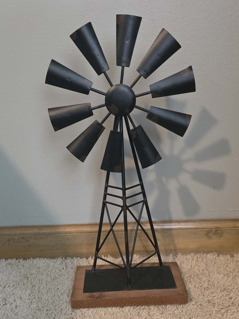 Decorative Black Metal Windmill Sculpture - Rustic Home Art